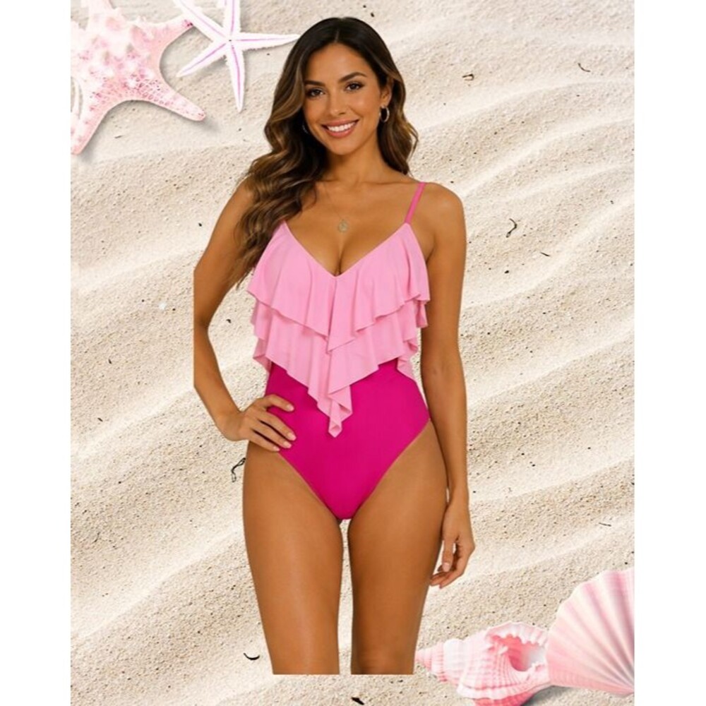 Pink Ruffle One-Piece Swimsuit - Picture 5 of 6